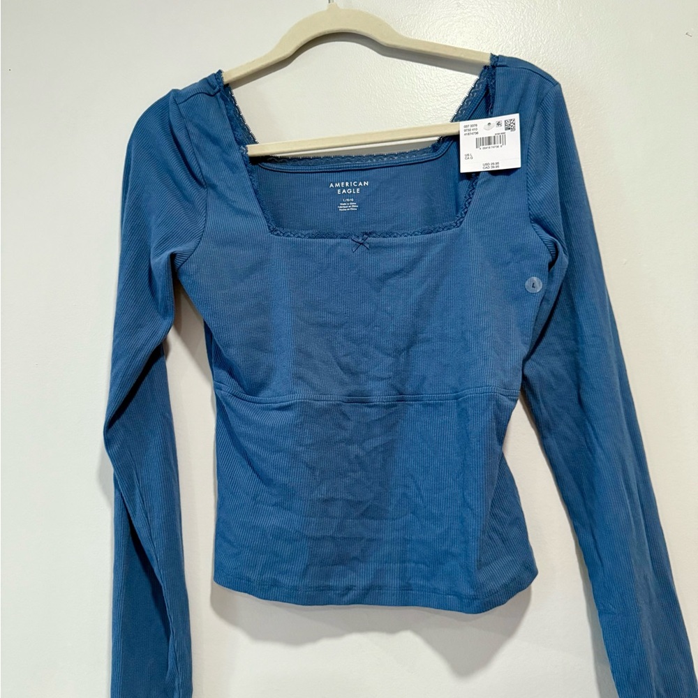 American Eagle Outfitters Blue Long Sleeve Top
